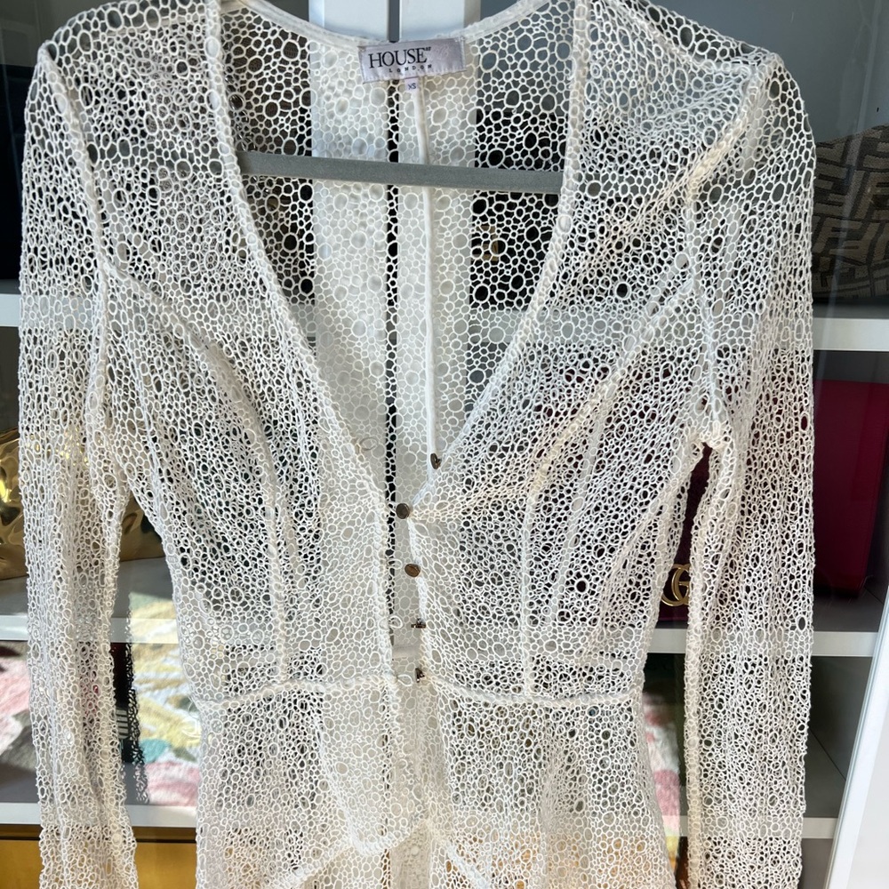 House of CB Ivory Crochet Openwork Top